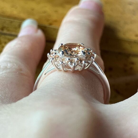 Simulated Champagne Diamond Sterling Silver Ring Size 7 - Picture 2 of 8